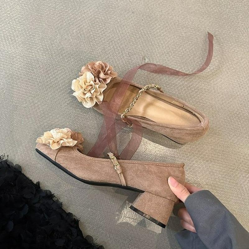 Flower Women Heeled Shoes Elegant Summer New Fashion Sandals Designer 2025 Luxury Dress Party Woman Brand Pumps Zapatillas Mujer