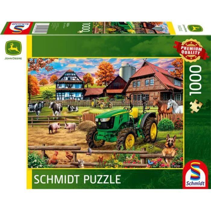 Puzzle 1000 pièces - SCHMIDT - Ferme avec tracteur John Deere 5050E - Véhicules et engins - Mixte - Adulte