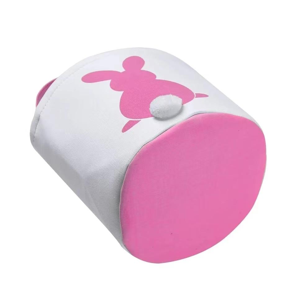 1pc Easter Bunny Ear Cute Rabbit Bucket Basket Canvas Rabbit Gift Bags With Plush Tail Easter Tote Bags For Easter Day