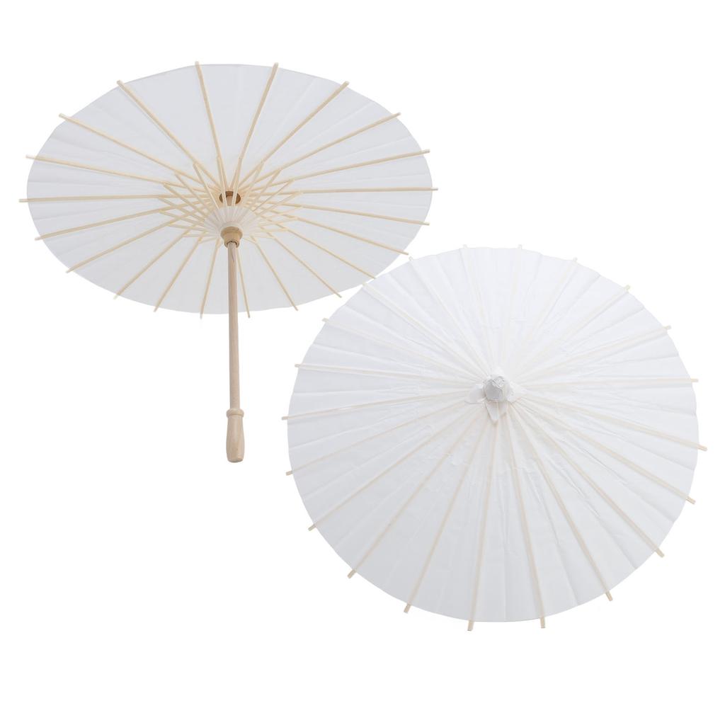 2PCS White Paper Umbrella Oiled Paper Painting Decorative Chinese Style Umbrella for Wedding Photo Props