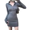 Schickes Bodycon-Kleid mit halbem Kragen: Herbst Abnehmen Mini für Frauen