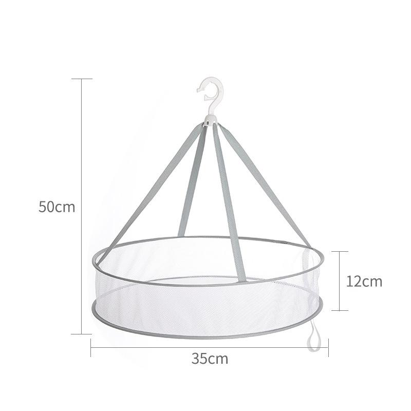 Balcony Double-Layer Clothes Drying Net Collapsible Windproof Clothes Basket Polyester Breathable Dry Socks Drying Rack Laundry