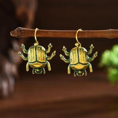 Creativity Vintage Green Beetles Earrings New Classic Design Insect Animal For Woman Fashion Geometric Pendant Accessories Gift