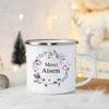 Merci Atsem In France Enamel Mugs Teacher's Day Drink Juice Coffee Dessert Cocoa Milk Handle Mug Festive Birthday Gifts