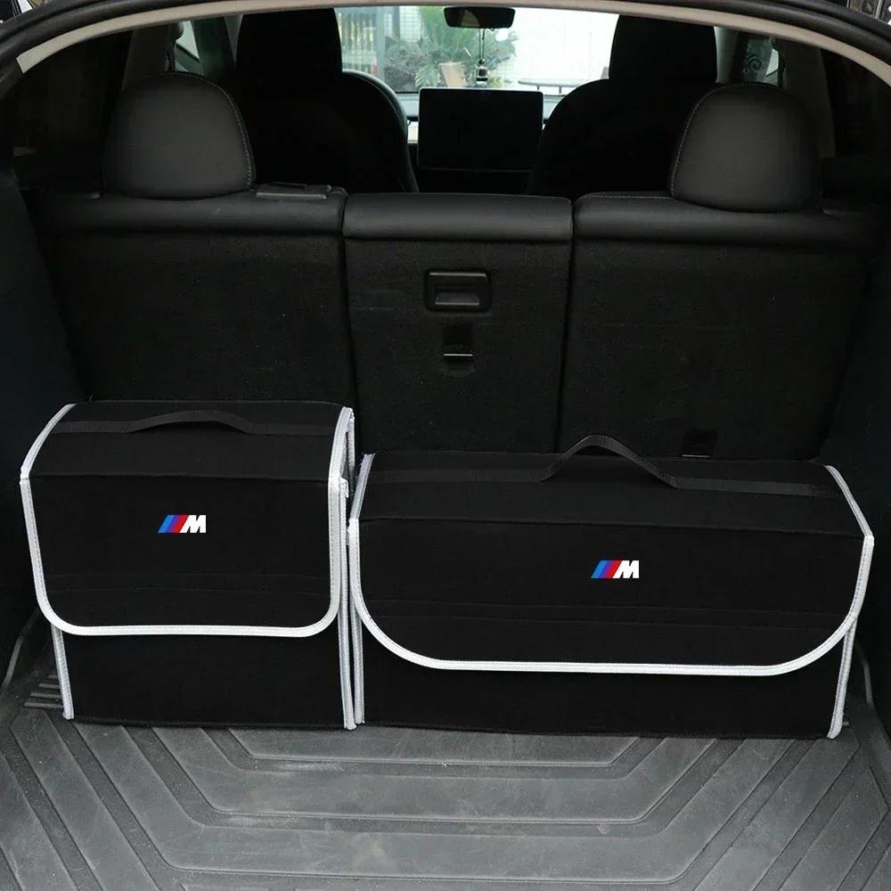 2025 E46 For BMW Car Trunk Storage Bag Leather Camping Box Collapsible Auto Emblem Organizer Accessories for BMW M Performance E