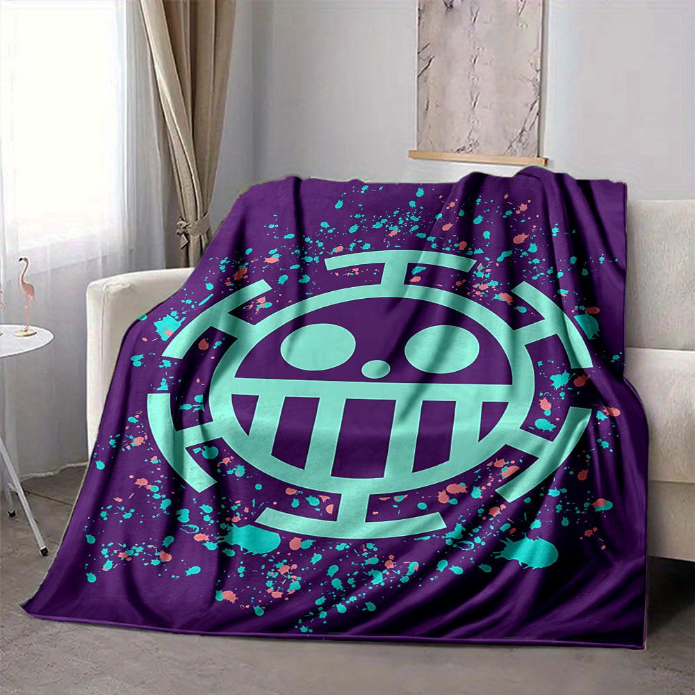 1pc ONE PIECE Flannel Throw Blanket HD Printed Lightweight Soft Warm All Season Blanket for Sofa, Bed, Travel, Camping Machine Washable