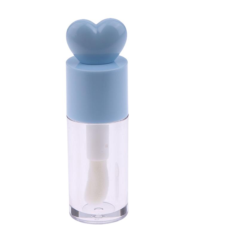 Tubos Criativos Fofos em Formato de Coração para Gloss Labial Transparentes Vazios Tubos Cilíndricos DIY para Bálsamo Labial 4ml com Aplicador Frasco de Batom Recarregável