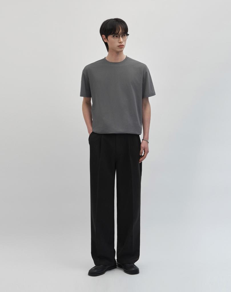 WORK ON BODY OFF (Regular) Airbit Cooling Solid Semi-Overfit Short Sleeve T-Shirt [Charcoal]