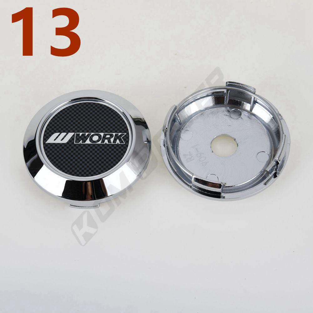 4PCS OD 64MM / ID 60MM Sport Rim Center Wheel Cap WORK EMOTION MEISTER VS Emblem Sticker Wheel Cover Hub Cap Silver & Black