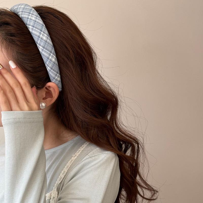 Fashionably Light and Fresh Blue Color Hair Band, Simple and Elegant Commuting Style Thin Headband Hair Accessory