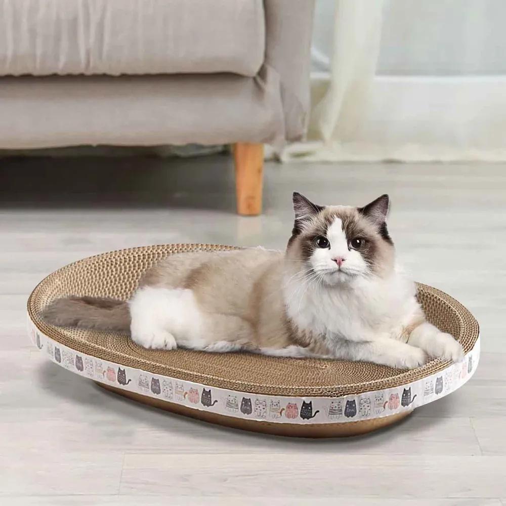Corrugated Cardboard Oval Pet Scratching Post Pet Bed