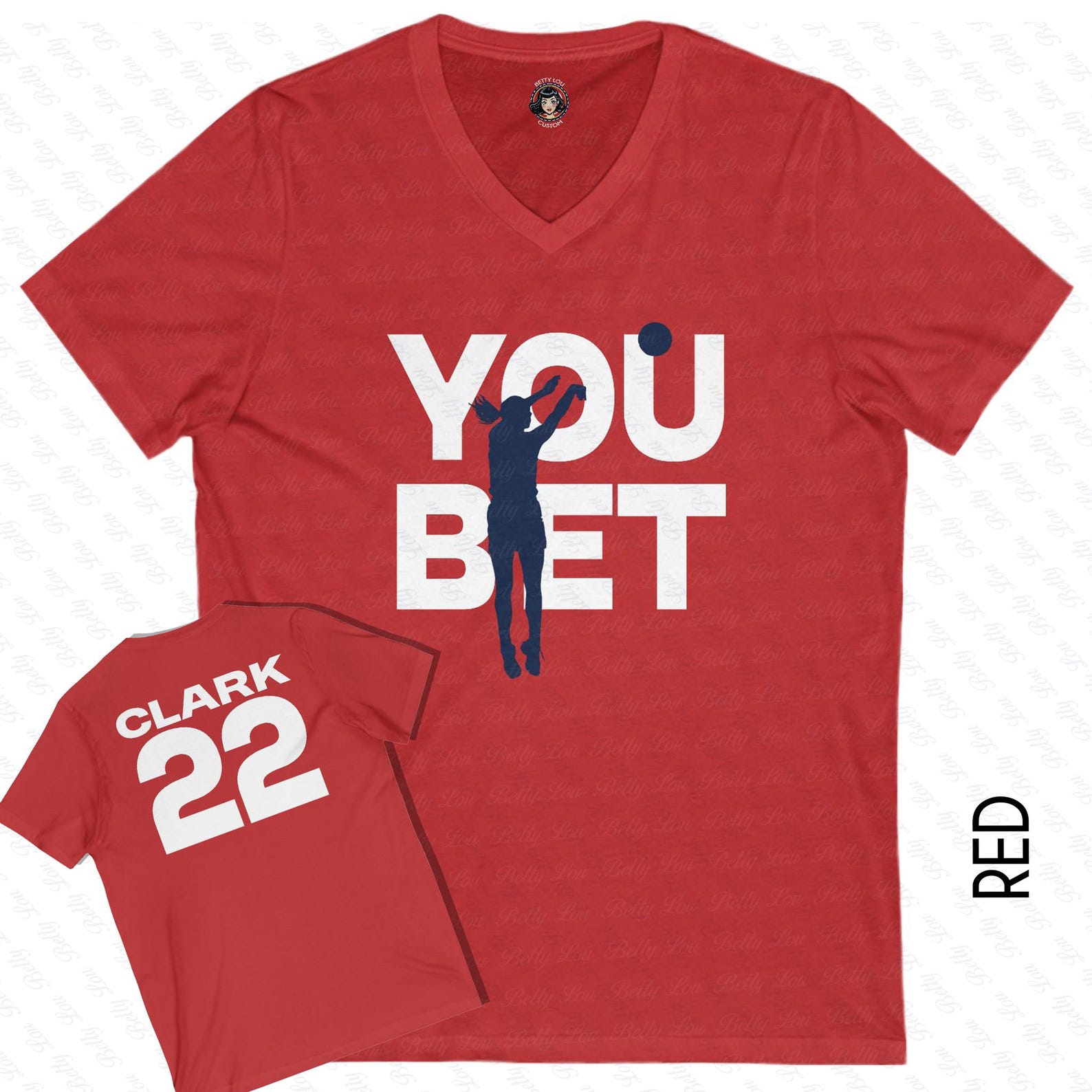 Caitlin Clark V-Neck T-Shirt: You Bet 3 Point Unisex Tee S
