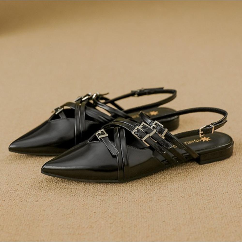 Fashion Pointed Sandals Women's New Niche Design Sense Leather Pumps Women's Bag Head Versatile Flat Shoes Outer Sandals for Women
