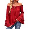 Women's Elegant Off Shoulder Long Sleeve Floral Blouse, Loose Fit Casual Top