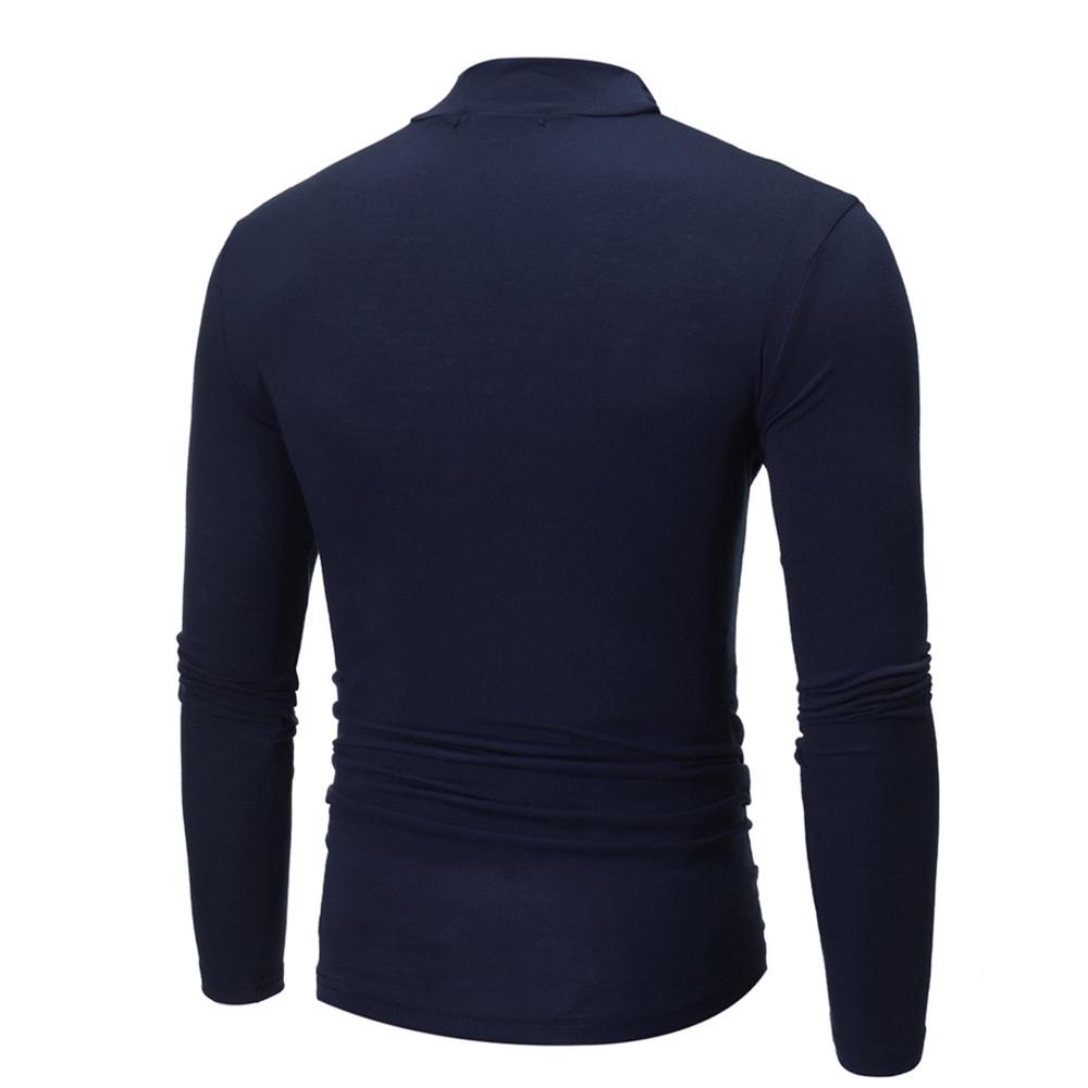 Men's Autumn Winter Color Turtleneck Long Sleeve T-shirt Top Blouse