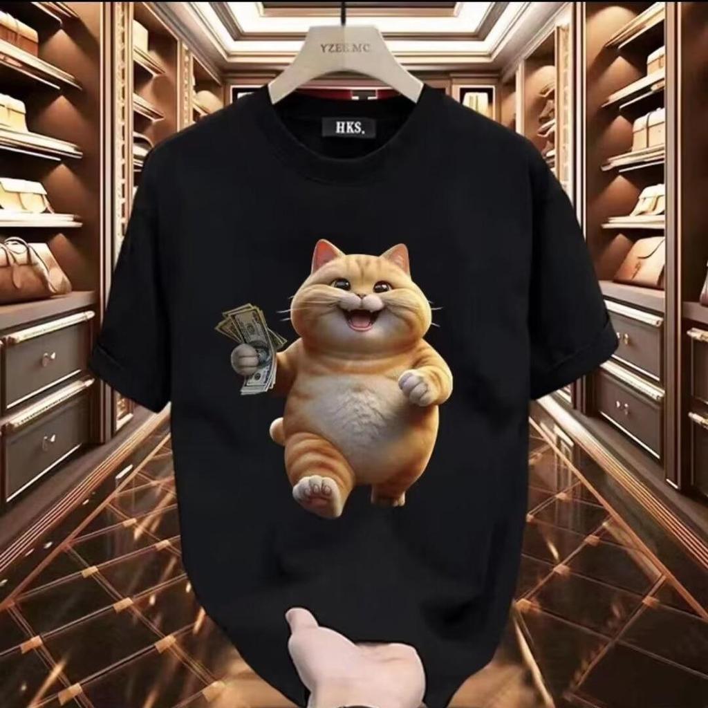 2024 Trendy Men's Cotton Short-Sleeve Round Neck Cartoon Print T-Shirt