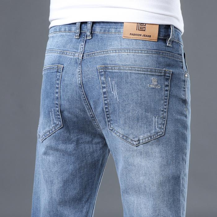 

Летние тонкие джинсы мужские облегающего кроя, деловые повседневные, прямые, свободные, универсальные 40