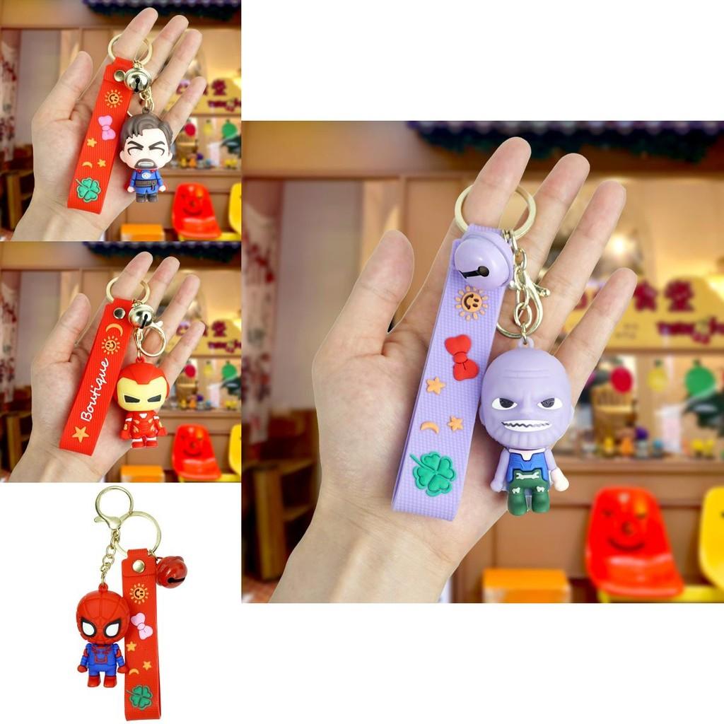 Adorable Marvel Cartoon Spiderman Couple Keychain Rubber Key Accessories