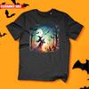 Hexe Halloween Sonnenuntergang T-Shirt Bedruckt 100% Baumwolle Geschenk Normale Passform Herren T-Shirt Top