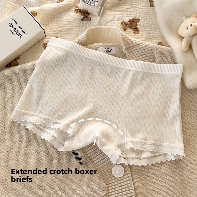 Women's Summer Cotton 10A Antibacterial Cotton Extended Crotch Mid Waist Flat Angle Briefs
