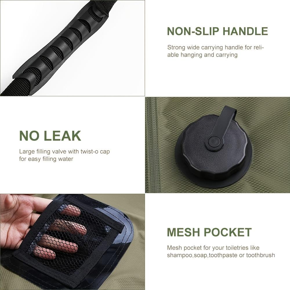 Solar Shower Bag 5 Gal (20L), Solar Heating Camping Shower Bag, Detachable Hose, Switchable Shower Head, Travel Shower
