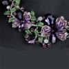 European & American Floral Necklace & Earring Set: Colorful Crystal Gemstone Jewelry for Evening Dresses & Bridal Banquets