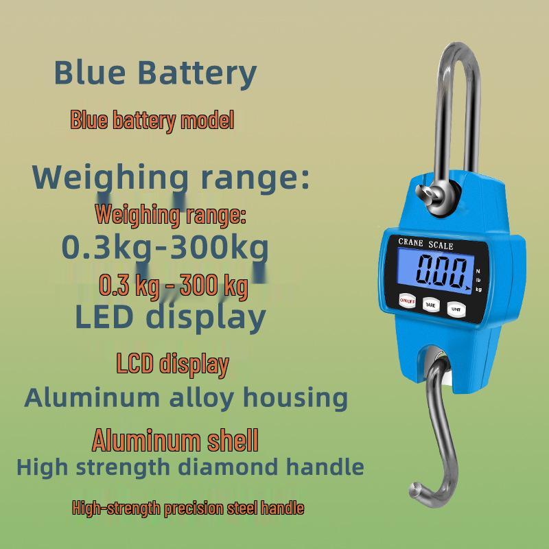 

300 кг Портативные электронные крановые весы с металлическим крюком 300Kg/100g синий