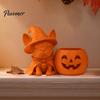 Festive Home Decorations Halloween French Bulldog Witch Statue, 3D Printed Pumpkin Candle Holder, Party Table Decor Cute Dog Figurine Tabletop