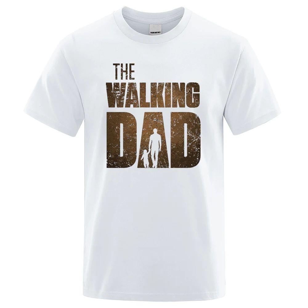 New Walking Dad Fun Street Printed Summer Mens Breathable Round Neck Tshirt Polyester Fabric Outdoor Casual Top