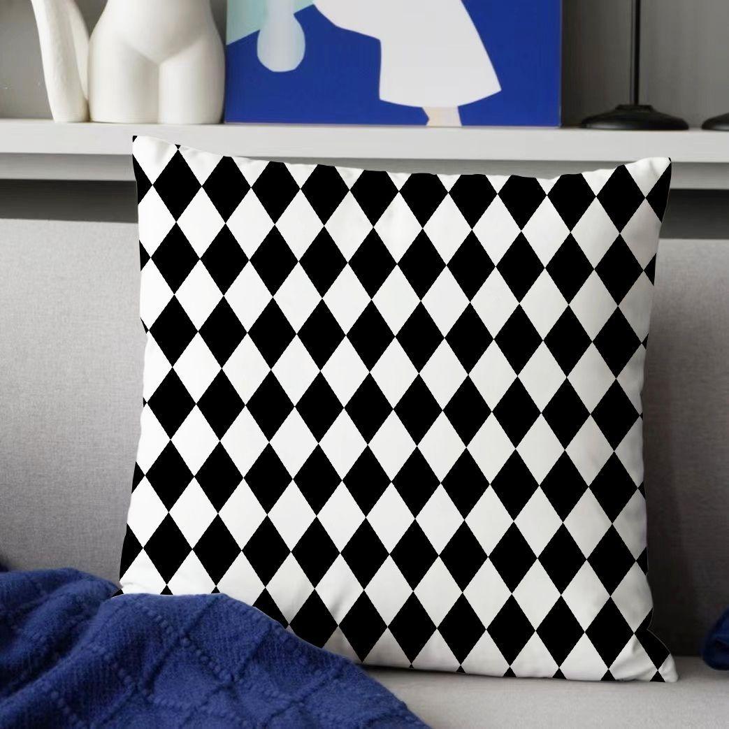 Роскошный чехол для подушки для украшения дома, светлая роскошная черно-белая сетка с геометрическим принтом, чехол для подушки для офисного дивана 40x40cm