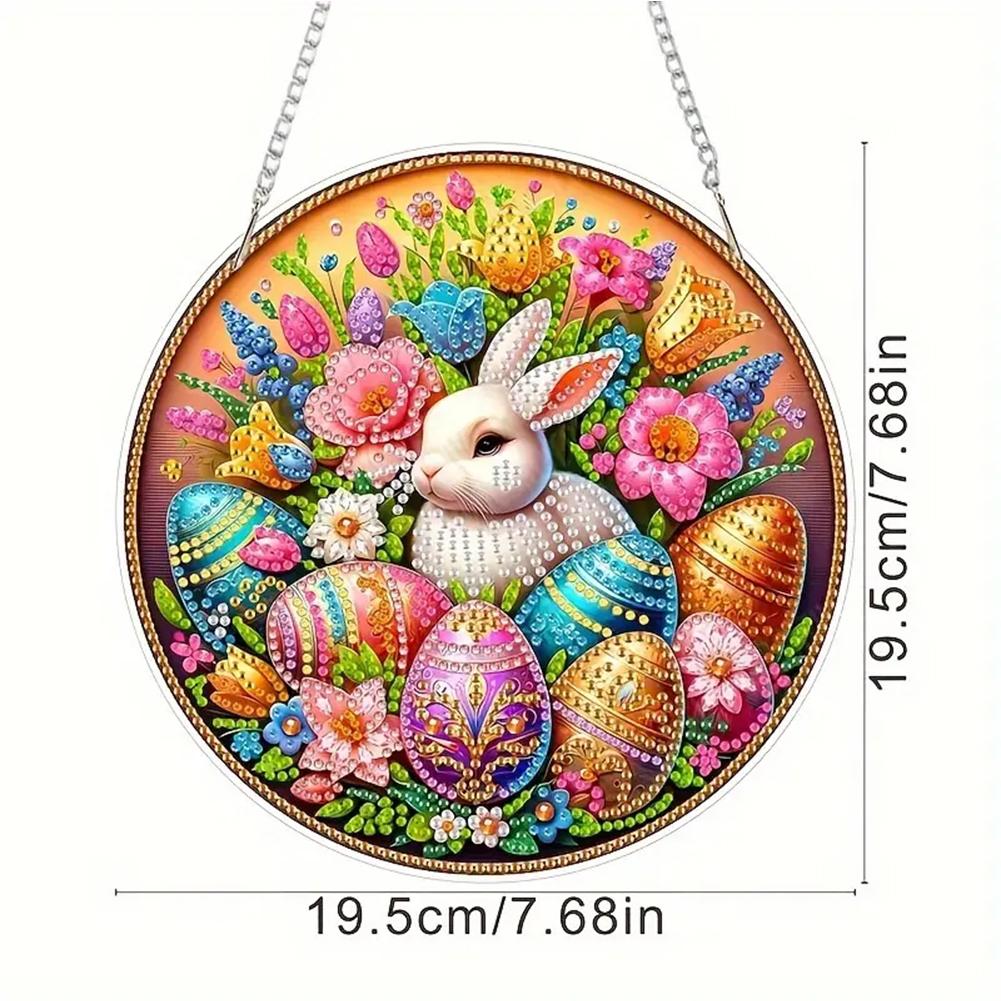 

2025 Easter Bunny Diamond Art Hanging Pendant Diamond Painting Home Decor 5D DIY Diamond Painting Dots Pendant for Window Decor