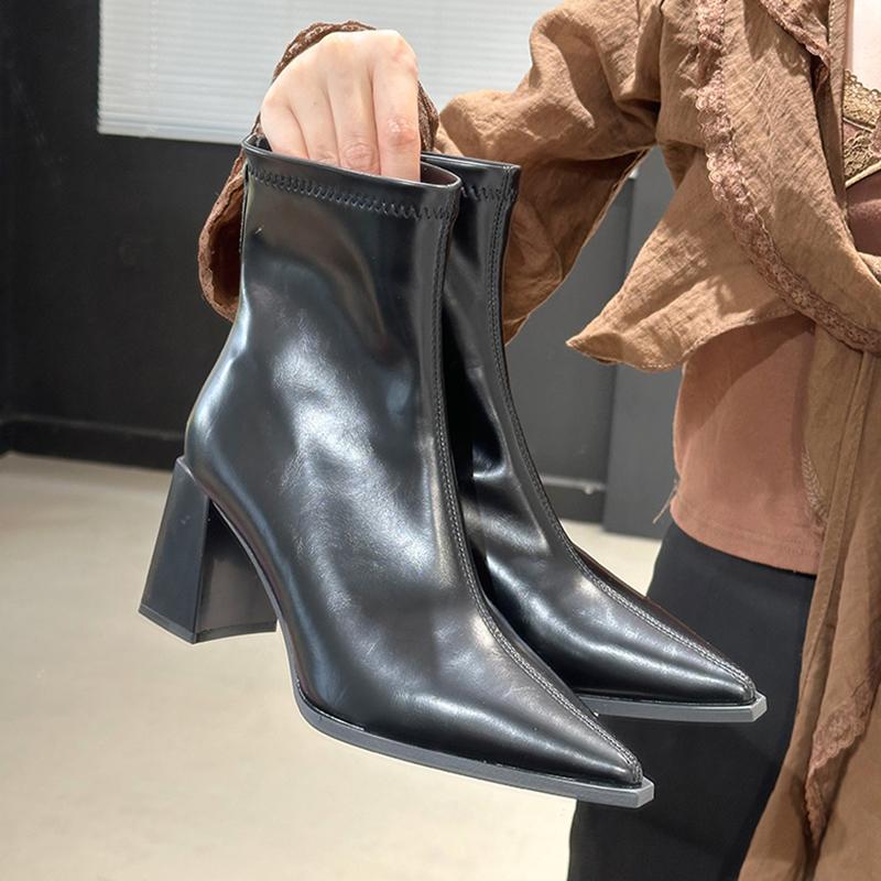 Street Style High Heel Women Ankle Boots Fashion Pointed Toe Shoes Winter Ladies Elegant Short Botas De Mujer