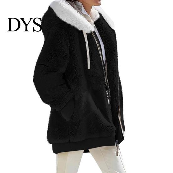 Women Winter Coat Solid Color Warm Furry Outdoor Plush Plus Size Lady Clothes Cardigan
