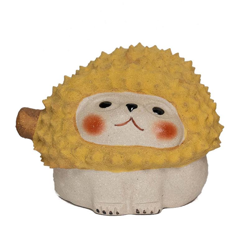 Cute Tea Pet Handmade Purple Clay Durian Teaware Pets Hedgehog Model Ornament Sculpture Tea Statue Handicraft Home Decor Tea Set