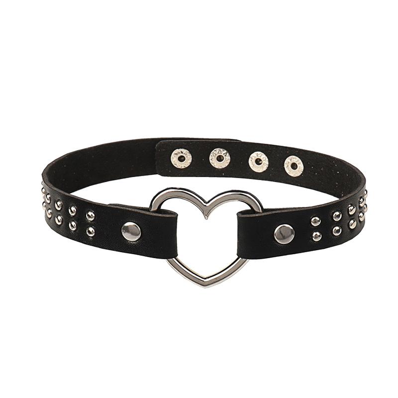 

Y2K Punk Gothic Heart Stud Pu Leather Choker Necklace For Women - Sexy No Plating Daily Wear Jewelry