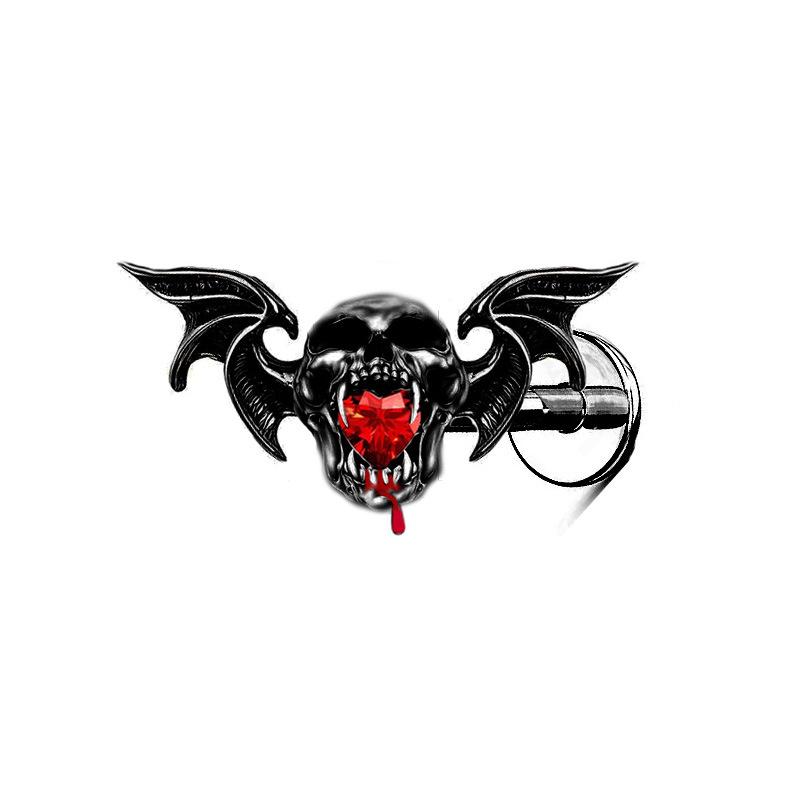 Gai Bei Oumei Halloween Devil Lip, Nipple & Navel Ring, Ghost Head Ear Cartilage & Nose Stud Piercing Set.