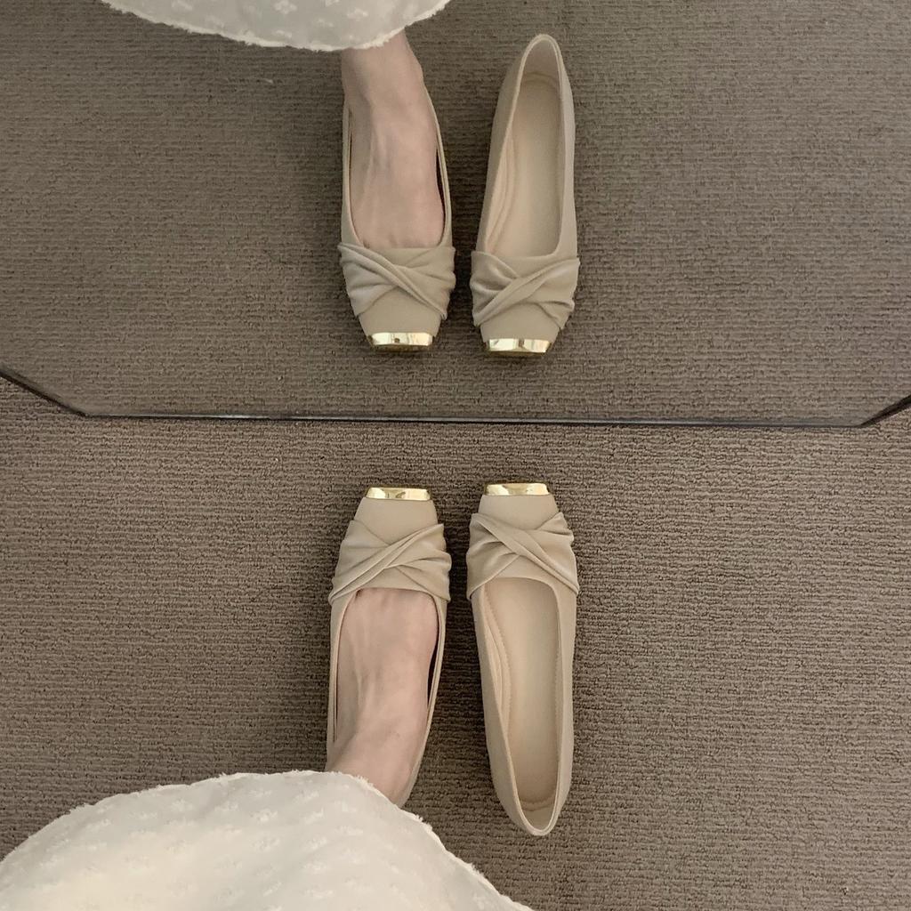 Flat-bottomed temperament gentle senior commuter single shoes women's shoes 2025 new spring French square head Mary Jane ladyshoes