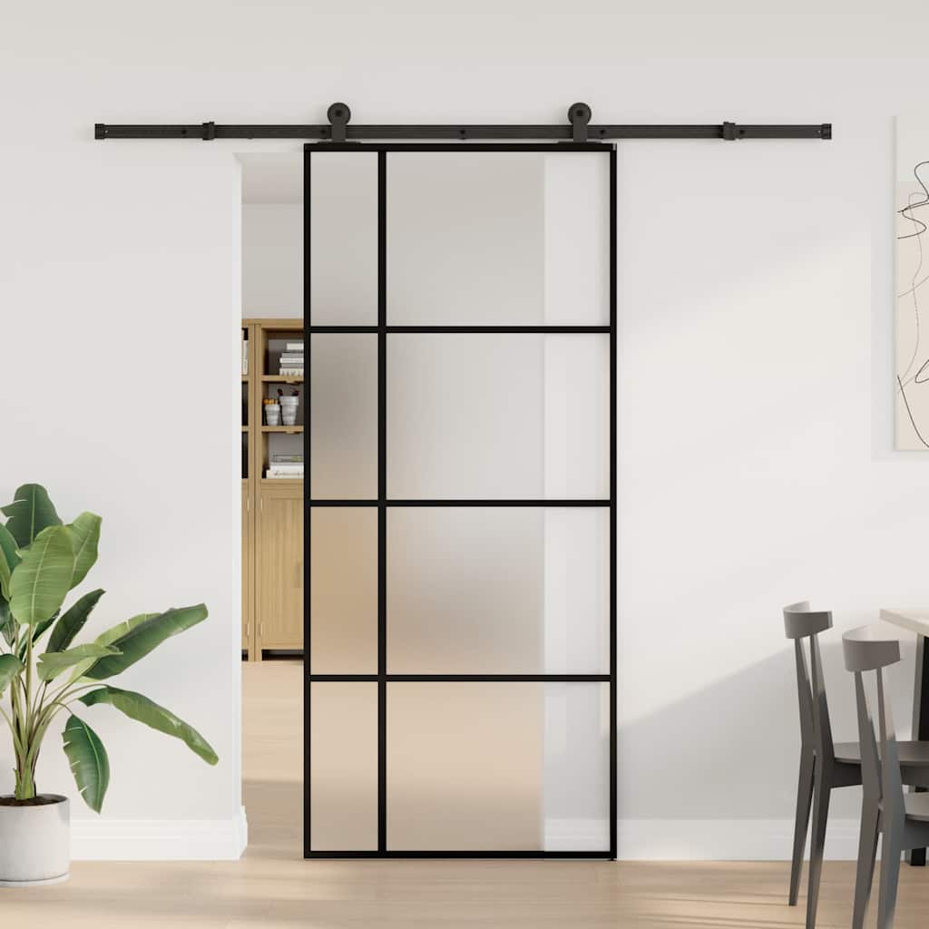 Vidaxl Sliding Door With Hardware, 90X205 Cm, ESG Glass And Aluminum