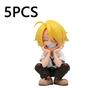 13.5 CM Peripheral Series  Luffy Solon Sanji Qversion Sitting Posture Childrens Model Figurine Toy Gift Collectibles