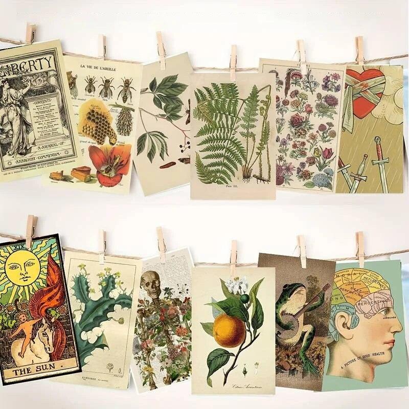 50 Stück Botanische Wandcollage Ästhetik Fotogalerie, Schlafzimmer Dekorative Malerei, Tapeten Wandaufkleber, Bildergalerie