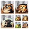 Cartoon Shetland Sheepdog Flannel Blanket, Soft Warm Throw with Cute Collie Print for Bed Sofa, Cozy Bedding for Dog Lovers