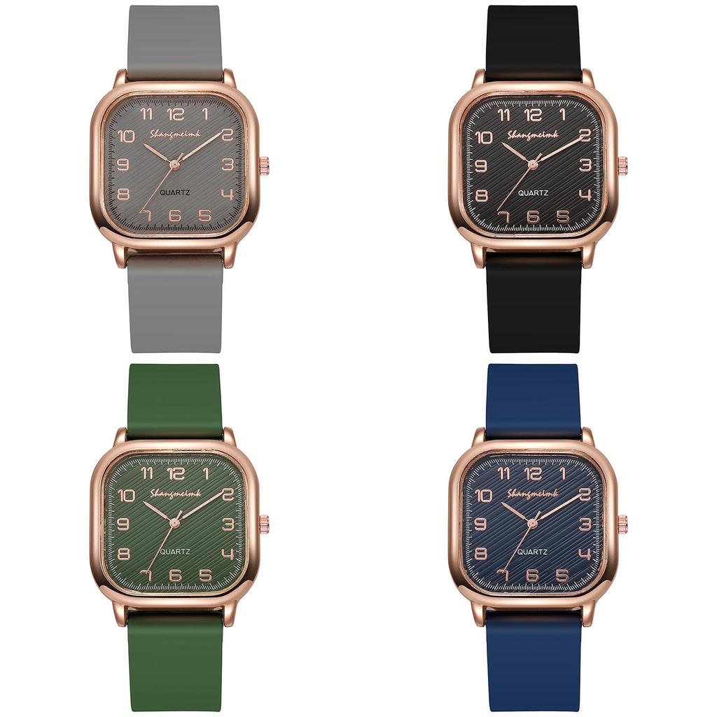 Fashion Silicone Strap Quartz Watch For Women With Mineral Glass And Square Face