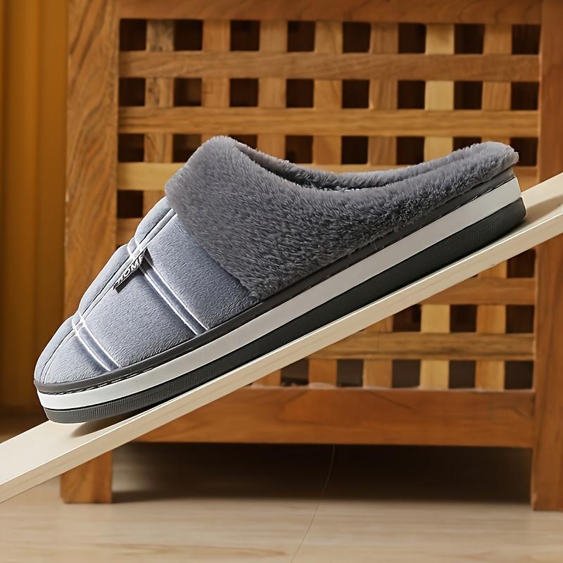 [Warm Slippers] Warm Plaid Men's Winter Slippers | Plush Indoor Shoes for Men, Home Slippers