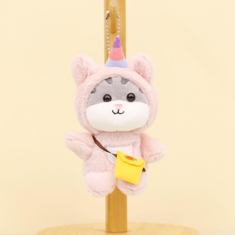 

Adorable Cat Plush Keychain Soft Rabbit Disguise Cute Kitty Bag Doll Charm Pink Cat