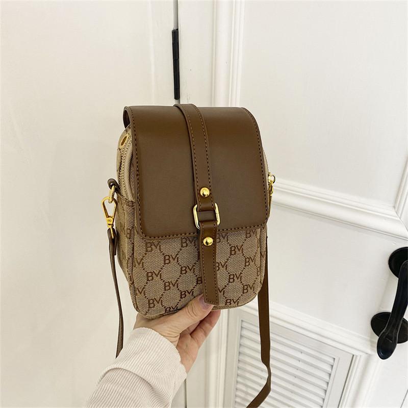 2024 New Fashionable Khaki Pu Letter Shoulder Bag Mini Crossbody Bag