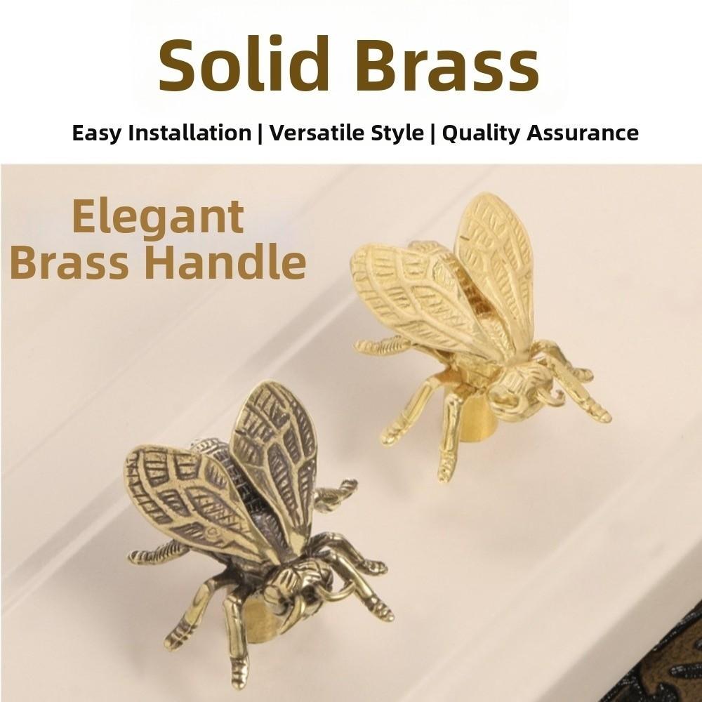 Retro Bee Brass Handle Furniture Hardware Wardrobe Drawer Pulls Trendy Cabinet Door Knobs  Dresser
