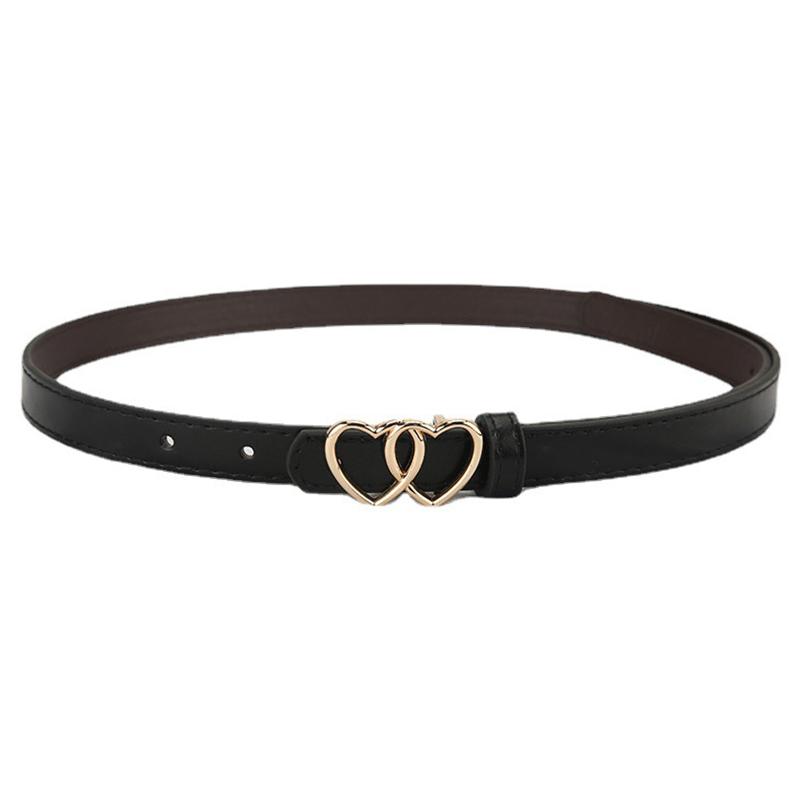 1PC Double Love Heart Buckle Thin Belt Simple Ladies Jeans With Suit Long Shirt Decorative Belts Women