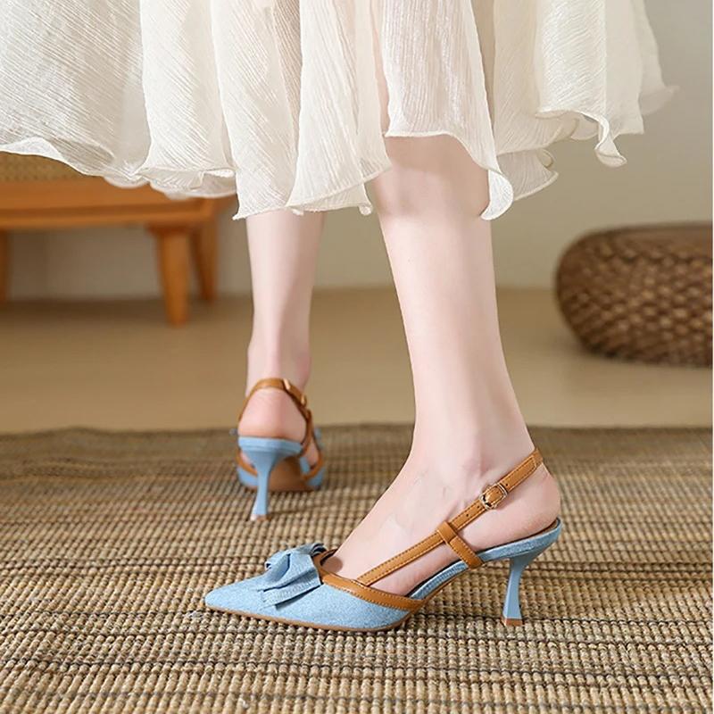 Fashion Women Sandals 2025 Summer Comfortable High Heels Trend Pointed Toe Sandals for Women Fashion Singbacks Shoes Dancing Party Pumps