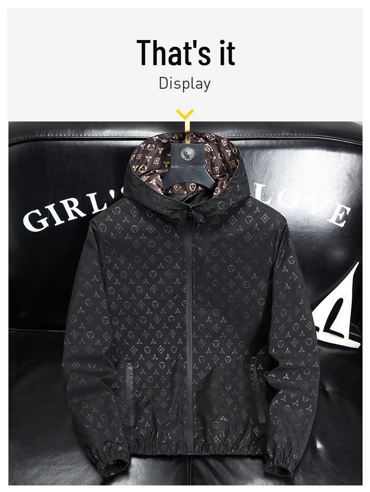 Pánská trendy ležérní bunda v evropském stylu, lehký luxus - Jaro/Podzim 2024, Dlouhý rukáv, Tištěný top