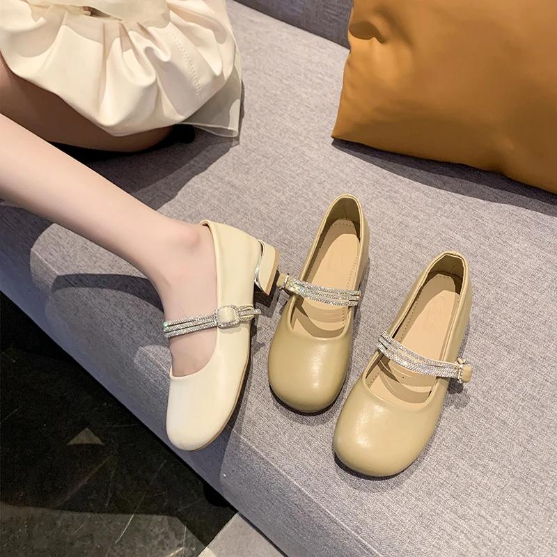 Fashion 2024 New Womens Shoes Spring Ladies Flat Shoes Outdoor Solid Color Mary Jane Sweet Round Toe Shallow Mouth Flat Shoes Zapatillas
